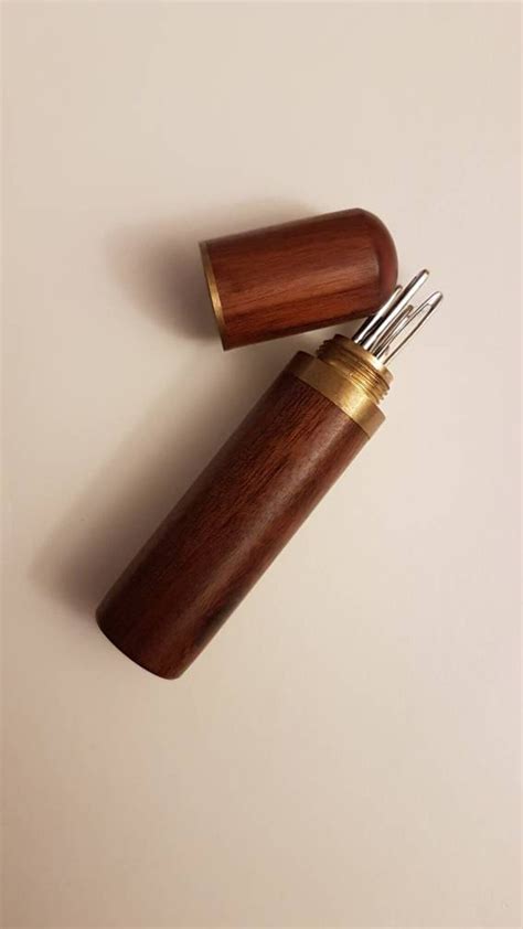 Solid Wood Sewing Darning Needle Holder Needle Case Wooden Etsy