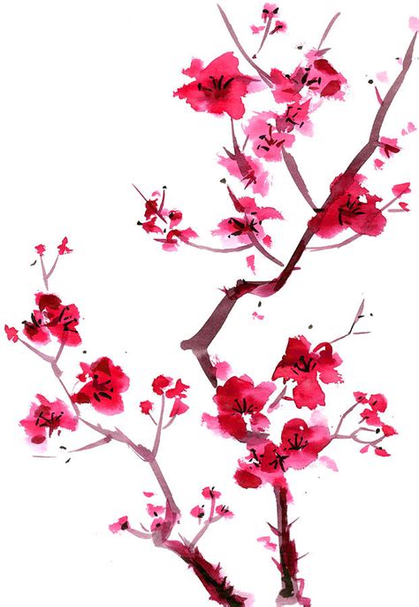 Plum Blossom Painting Digital Art By Kaligraf Pixels