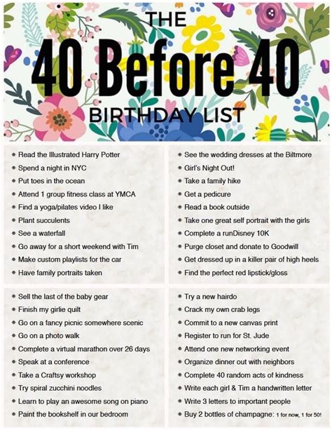 40 Before 40 A Birthday Bucket List For Mom 40th Birthday