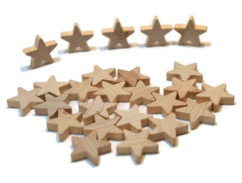 34 Wood Star Set Of 25 Unfinished Wood Stars Etsy