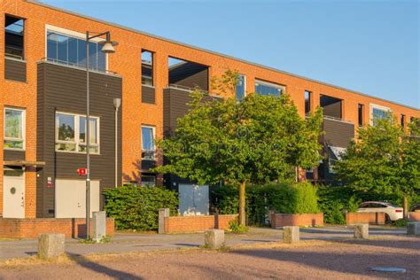 Typical Middle Class Swedish Terraced Houses In Eriksberg On Hisingen In Gothenburg Editorial