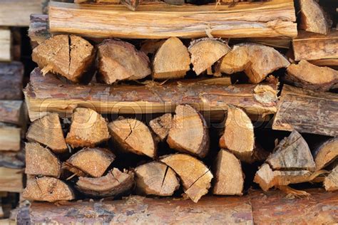 Firewood Stacked And Prepared For The Stock Image Colourbox