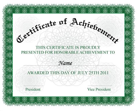 9 Certificate Of Achievement Templates Sample Templates