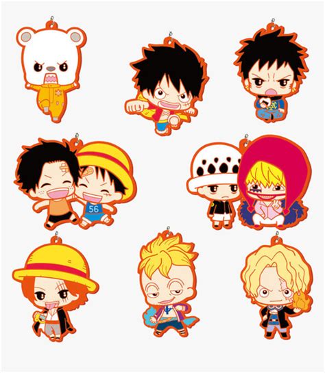 Red Rubber 8 Pc Chibi One Piece Set One Piece Chibi Stickers Hd Png