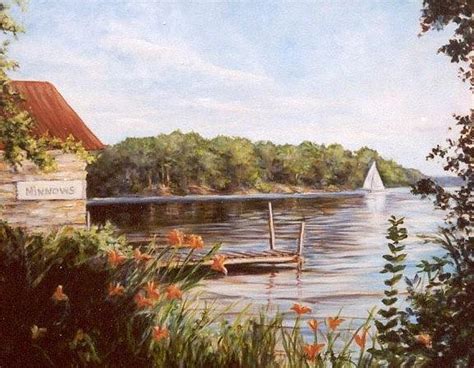 Lake Side View Painting By Michele Tokach Pixels