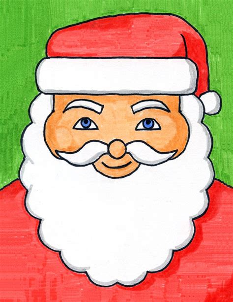A Drawing Of A Santa Clause With Blue Eyes And A White Beard On Green