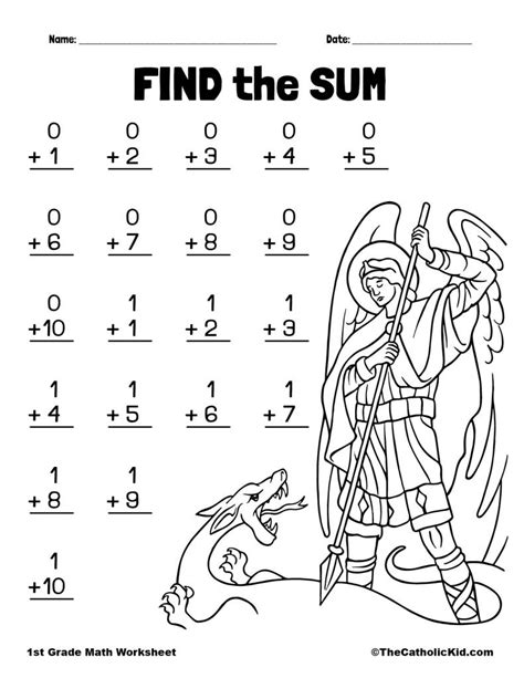 1st Grade Math Catholic Worksheets