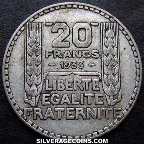1933 Sl French Silver 20 Francs Silveragecoins