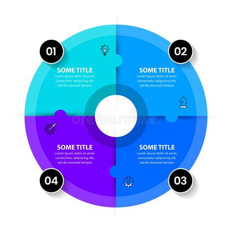 Infographic Template Circle Divided Into 4 Parts With Text Stock