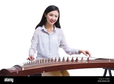 Young Woman Playing Traditional Chinese Zither Stock Photo Alamy