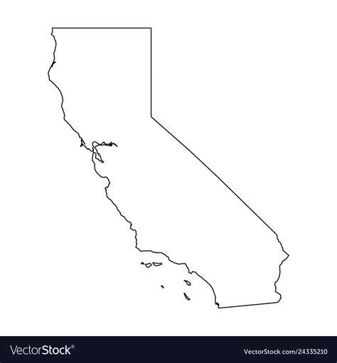California State Of Usa Solid Black Outline Map Vector Image