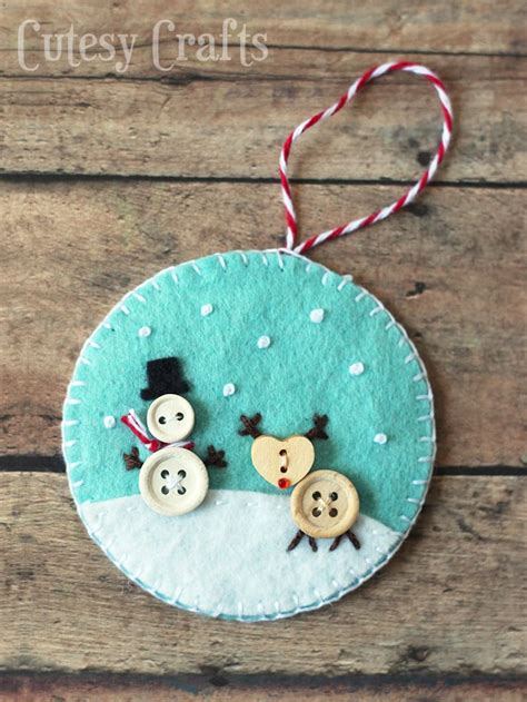 Button And Felt Diy Christmas Ornaments Cutesy Crafts