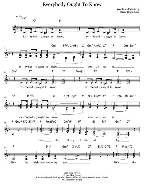 Everybody Ought To Know F Music Lessons Church Music Hymn