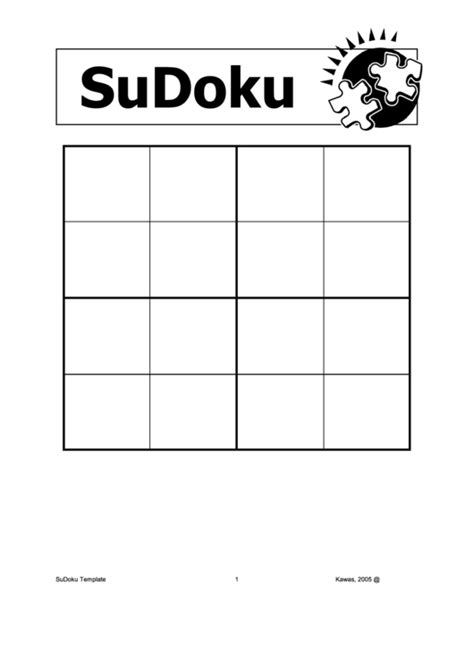 Sudoku 2x2 Template Printable Pdf Download
