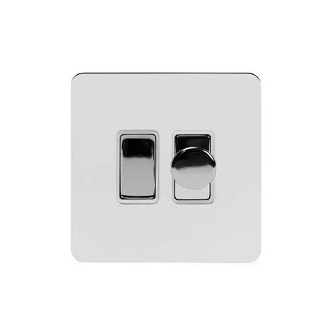 Soho Lighting Polished Chrome Flat Plate Dimmer And Rocker Switch Combo