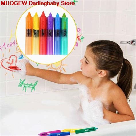 6 pcs washable crayons bathtime play educational bath toys fun funny gadgets novelty interesting