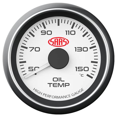 Oil Temp Gauge 50° 150° 52mm White Muscle Series Saas Automotive