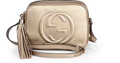 Gucci Soho Metallic Leather Disco Bag In Natural Lyst