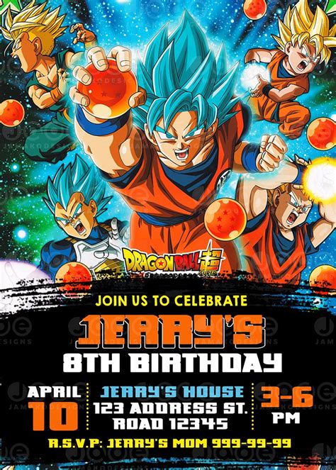 Dragon Ball Z Invitation Dragon Ball Z Birthday Party Printable 4 X 6