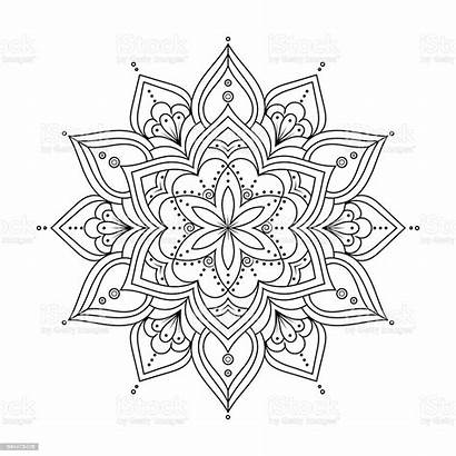 Mandala Outline Coloring Round Elements Ethnic Vector