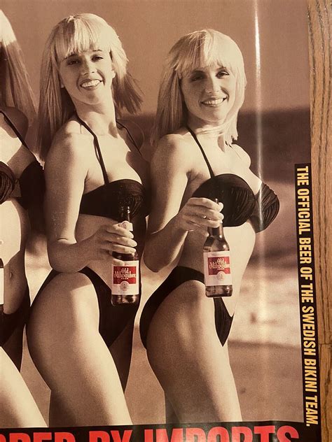 Old Milwaukee Beer Swedish Bikini Team Vintage Poster Sign Double Sided Nos Ebay