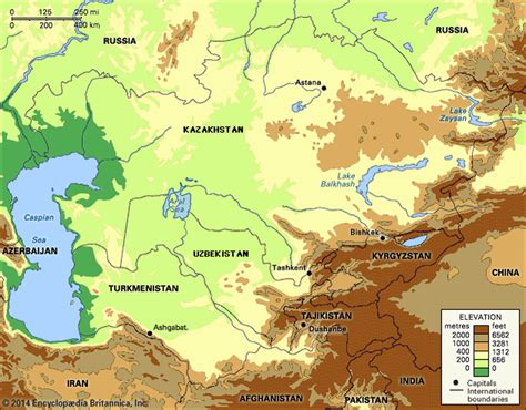 Central Asia Physical Map Images And Photos Finder