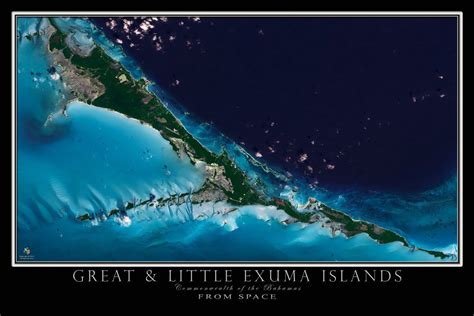 The Great And Little Exuma Islands Bahamas Satellite Poster