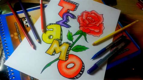 Como Dibujar Una Rosa Graffiti Te Amo Speed Drawing Youtube