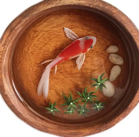 Goldfish Painting Koi Fish Resin 3d Resin Art Koi Pond Art Etsy