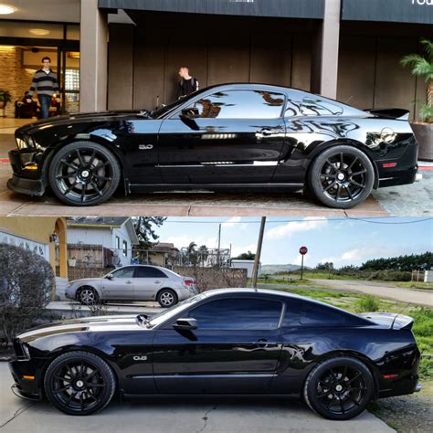 For 2010 2011 2012 ford mustang v6 xe style front 2 piece. Side shot comparison between the RTR chin spoiler and new ...
