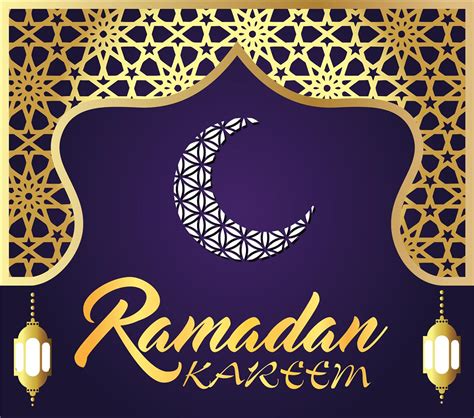 Ramadan Kareem Islamic Greeting Design With Lantern And Calligraphy