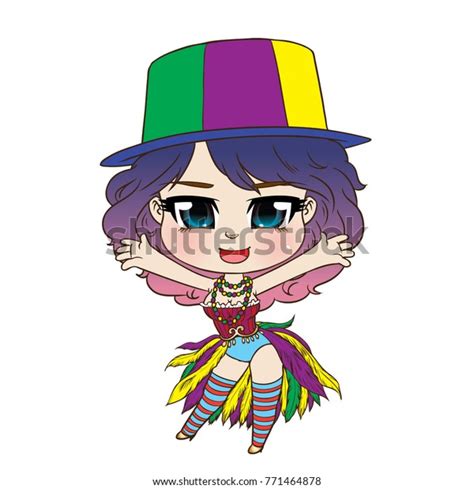 Cute Character Mardi Gras Girl Stock Vector Royalty Free 771464878 Shutterstock
