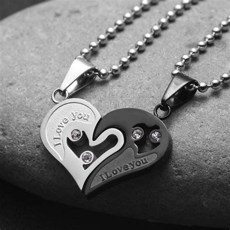adorable romantic couple s necklaces the pieces fit together and one is pretty masculine so he