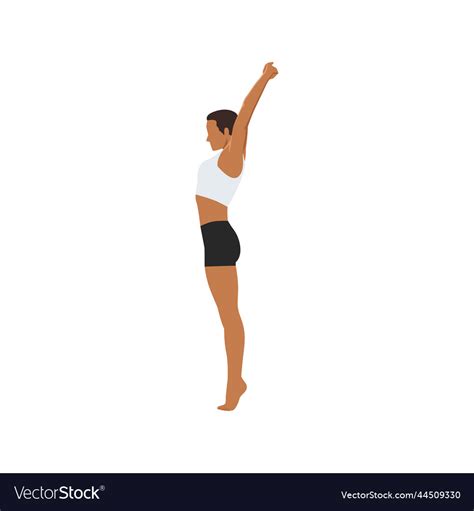 Woman Doing Palm Tree Pose On Tiptoes Royalty Free Vector