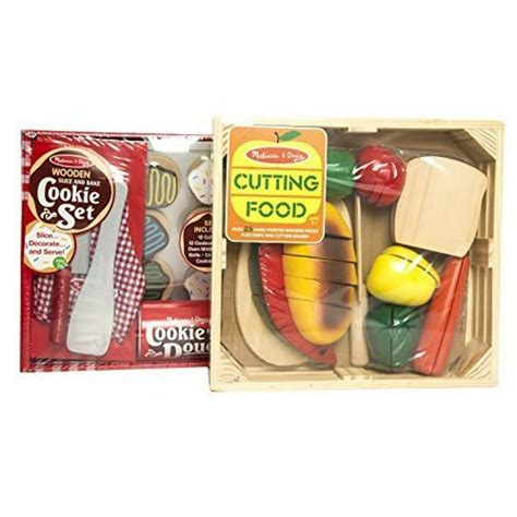 Melissa And Doug Wooden Playsets Bundle Cutting Food Set With Slice