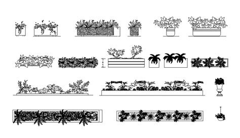 Vegetation Flower Plants With Flower Racks Cad Blocks Details Dwg File