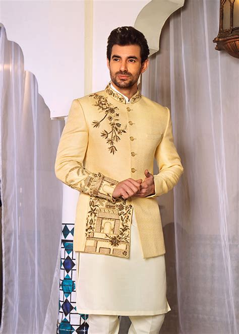 Buy Off White Traditional Embroidered Prince Suit
