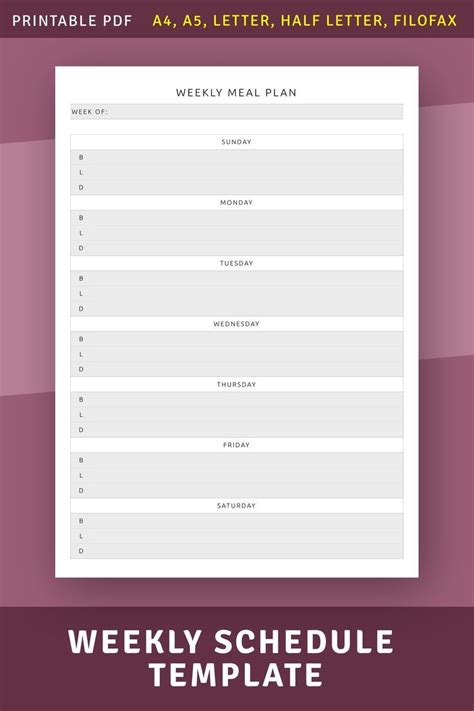 Weekly Schedule Template Week Planner Template Planner Lists Ideas