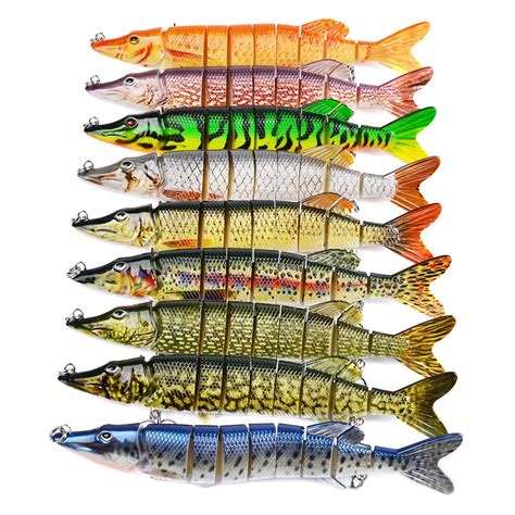 2019 Big Lifelike Multi Jointed 9 Segment Pike Baits 820cm 66g Fishing