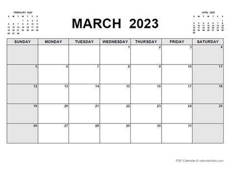 Printable March 2023 Calendar Pdf Free Printable Templates