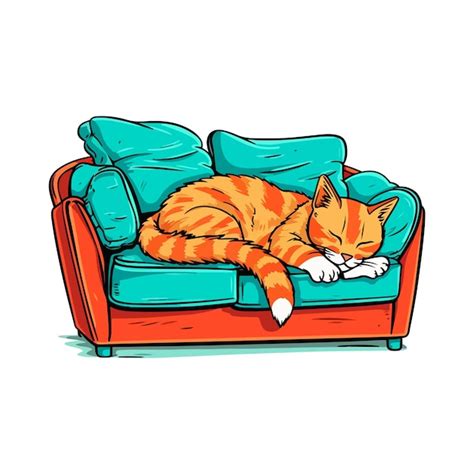 Premium Vector Cat Sleeping On The Sofa