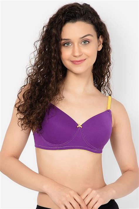 buy padded non wired full cup multiway t shirt bra in purple cotton rich online india best