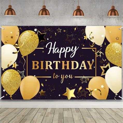 Buy Happy Birthday Party Decorations Extra Large Fabric Black And Gold