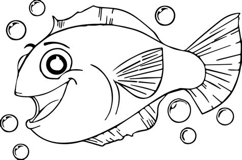 Much Cartoon Fish Coloring Page Sheet