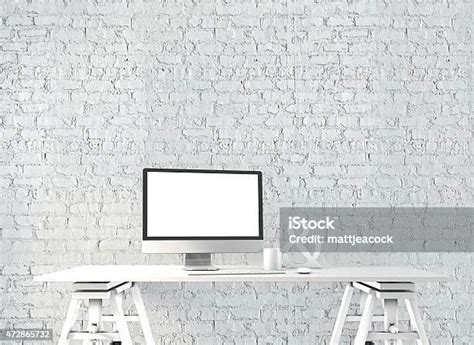 Modern Desk With Computer Stock Photo Download Image Now 2015