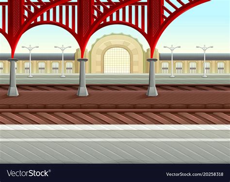 View On Railways In Train Station Royalty Free Vector Image