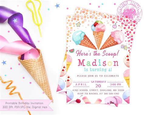 Ice Cream Party Invitations Printable Free Free Printable