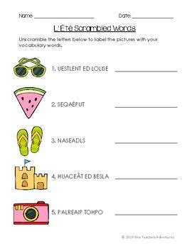 L’été - Beginner French "Summer" Themed Vocabulary Puzzles and ...