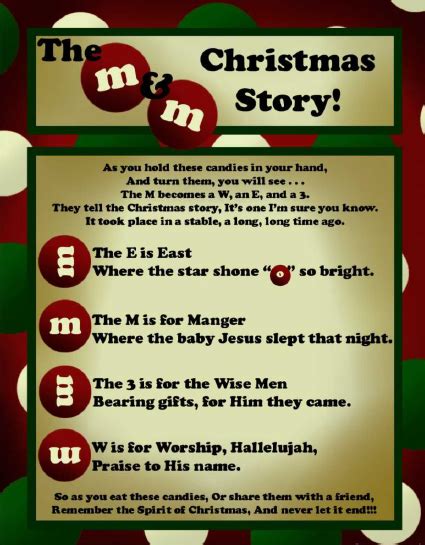 I love that it shares the true meaning of christmas with kids, in a way that can make it even more relatable. The M&M Christmas Story - Over 8 Free Printables ...