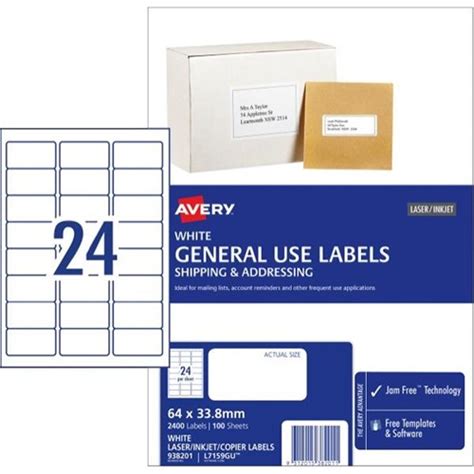 Avery General Use Labels L7159 24 Per Sheet Officemax Nz